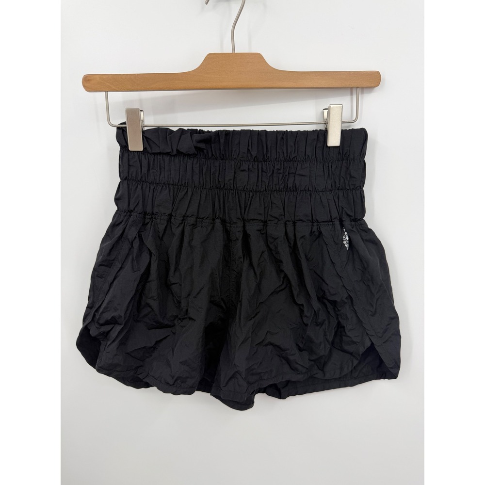 FP Movement The Way Home Shorts Women Small Black High Rise Smocked Athletic